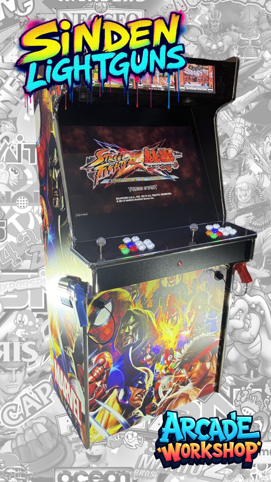 32" Full Size Arcade Machine - 2 Player (With Sinden Lightguns)