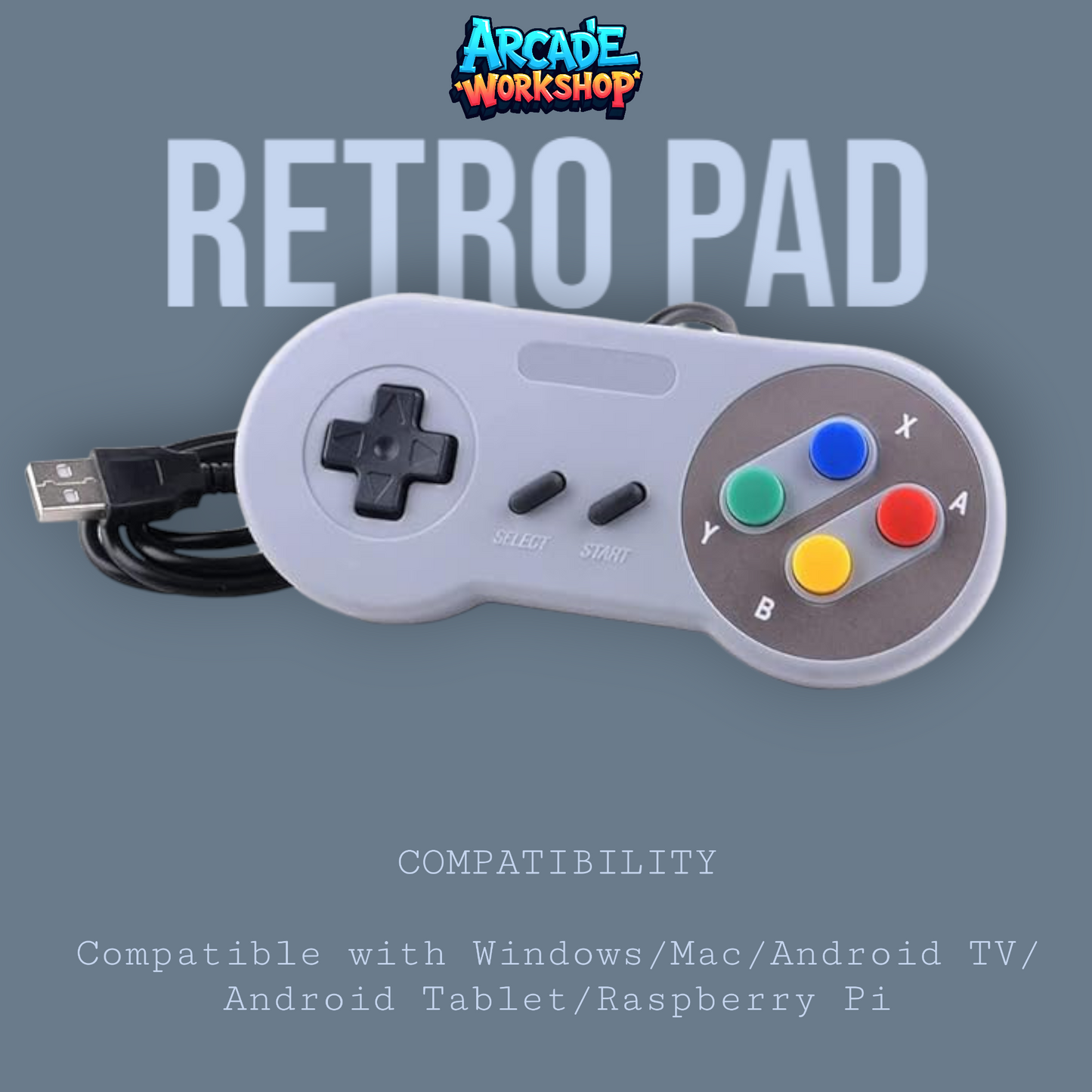 2 Pack - Retro USB SNES Style Controllers (Black)