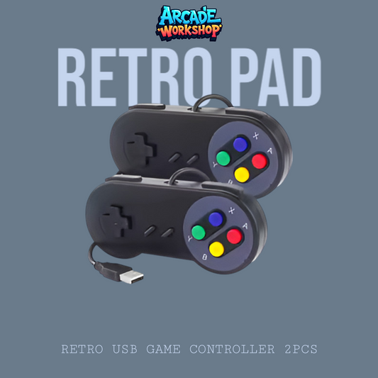 2 Pack - Retro USB SNES Style Controllers (Black)